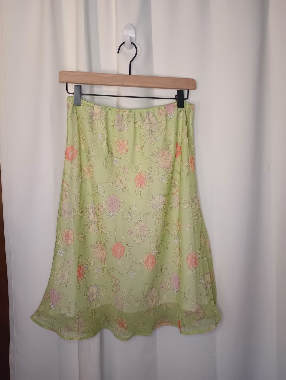 Vintage Womens Y2K Butterfly Floral Fairy Skirt Juniors M Green Dainty Coquette